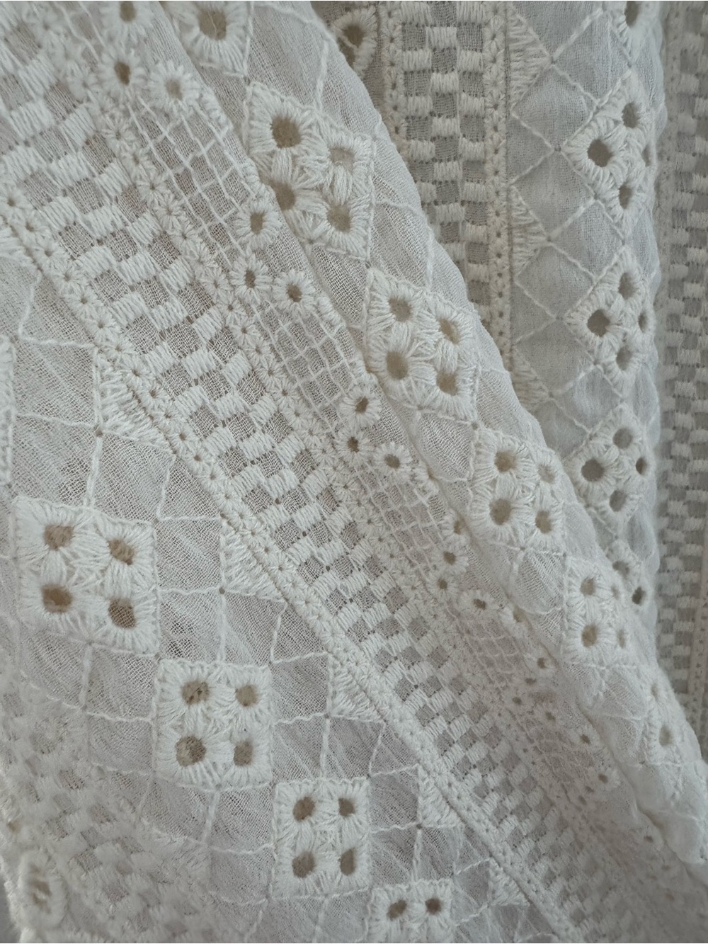 Zara Ivory Eyelet Embroidered Cotton Maxi Dress Size S - Picture 3 of 9